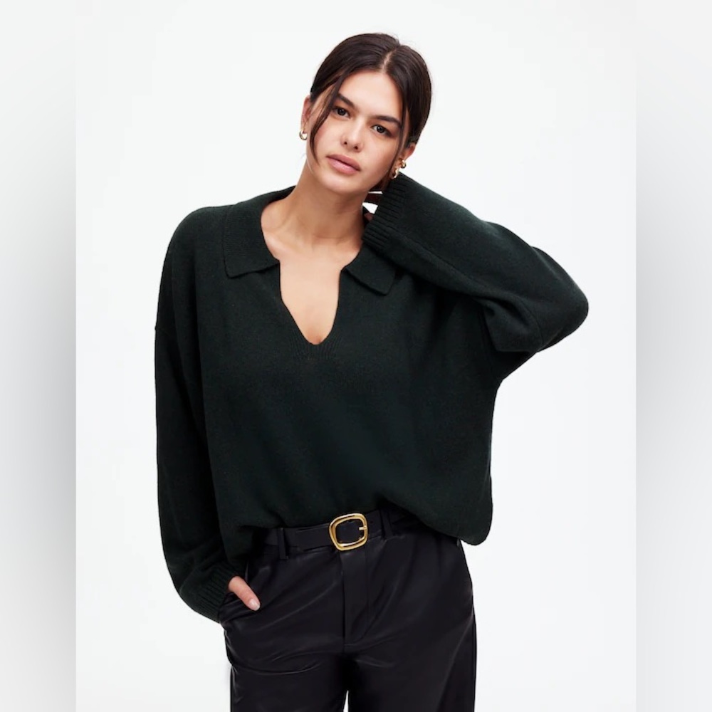 NWT Madewell Cashmere-Wool Blend Polo Sweater—small